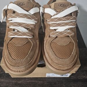 UGG Kids Tan Sneakers with White Laces